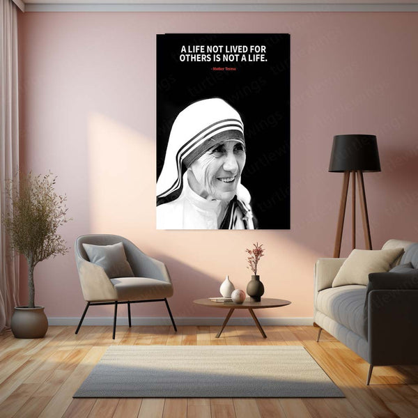 Quote Metal Poster | Mother Teresa’s Legacy Metal Poster | Inspirational Compassion Wall Frame