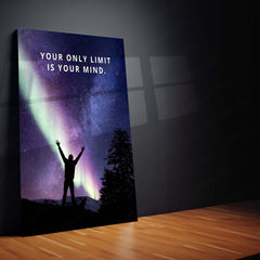 Quote Metal Poster | Your Only Limit Is Your Mind – Aurora Sky Edition Metal Poster | Motivational Wall Frame