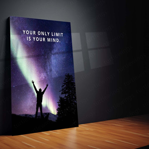 Quote Metal Poster | Your Only Limit Is Your Mind – Aurora Sky Edition Metal Poster | Motivational Wall Frame