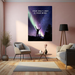 Quote Metal Poster | Your Only Limit Is Your Mind – Aurora Sky Edition Metal Poster | Motivational Wall Frame