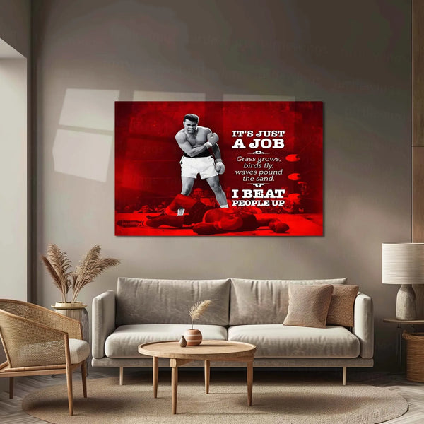 Quote Metal Poster | Muhammad Ali Metal Poster | “It’s Just a Job” Quote | Boxing Legend Wall Art