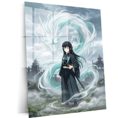 Anime Metal Poster | Muichiro Tokito Mist Dragon Metal Poster | Demon Slayer Anime Wall Art | Premium Aluminum Print