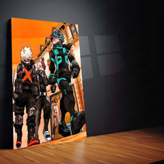 Anime Metal Poster | My Hero Academia – Deku, Bakugo & Todoroki Heroes Trio Artwork | Anime Metal Frame Poster