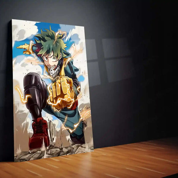 Anime Metal Poster | My Hero Academia Metal Frame | Deku Anime Wall Art | Premium Metal Poster