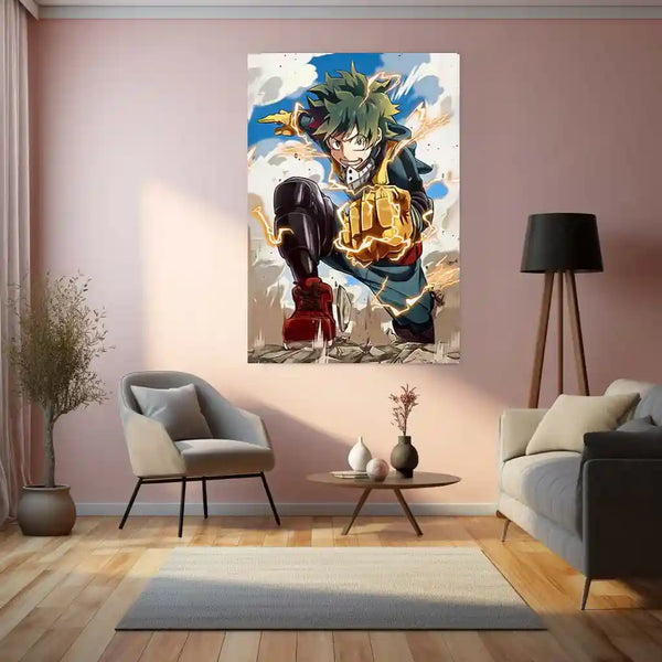 Anime Metal Poster | My Hero Academia Metal Frame | Deku Anime Wall Art | Premium Metal Poster
