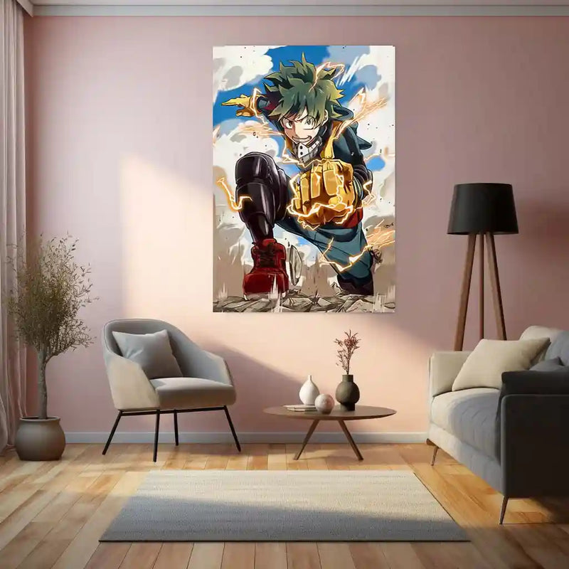 Anime Metal Poster | My Hero Academia Metal Frame | Deku Anime Wall Art | Premium Metal Poster