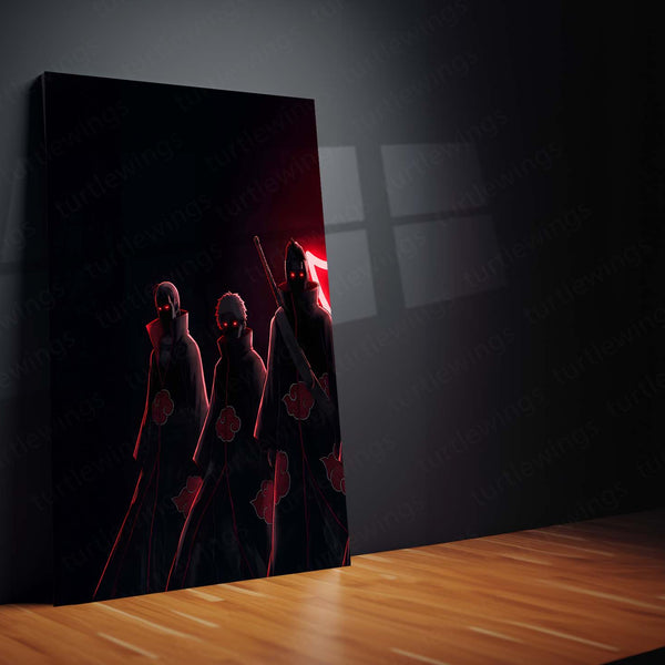 Anime Metal Poster Set of 3 | Akatsuki Clan Red Cloud Triptych Wall Art