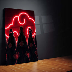 Anime Metal Poster Set of 3 | Akatsuki Clan Red Cloud Triptych Wall Art