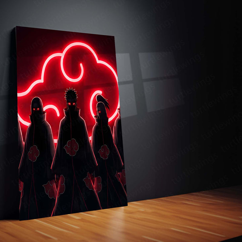 Anime Metal Poster Set of 3 | Akatsuki Clan Red Cloud Triptych Wall Art