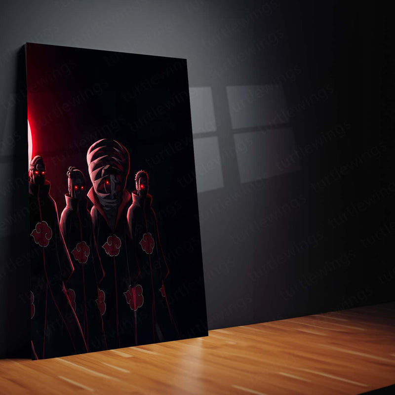 Anime Metal Poster Set of 3 | Akatsuki Clan Red Cloud Triptych Wall Art