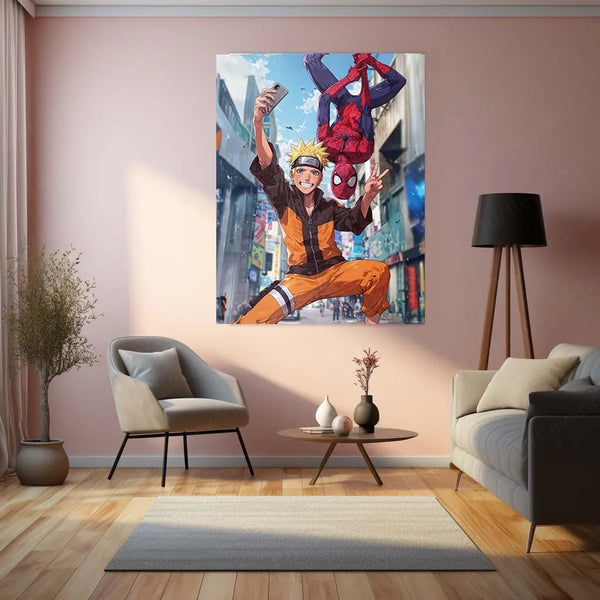 Anime Metal Poster | Naruto & Spider-Man Metal Poster – The Ultimate Hero Crossover