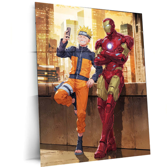 Anime Metal Poster | Naruto & Iron Man Metal Poster – Ultimate Crossover Art