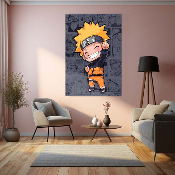 Naruto Comic Art Metal Frame | Manga Style Anime Wall Decor - TURTLEWINGS 
