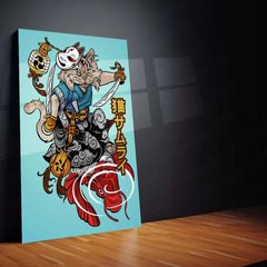Anime Metal Poster | Nekoma Samurai Metal Poster | Feline Warrior Wall Art | Japanese Anime-Inspired Decor - TURTLEWINGS 