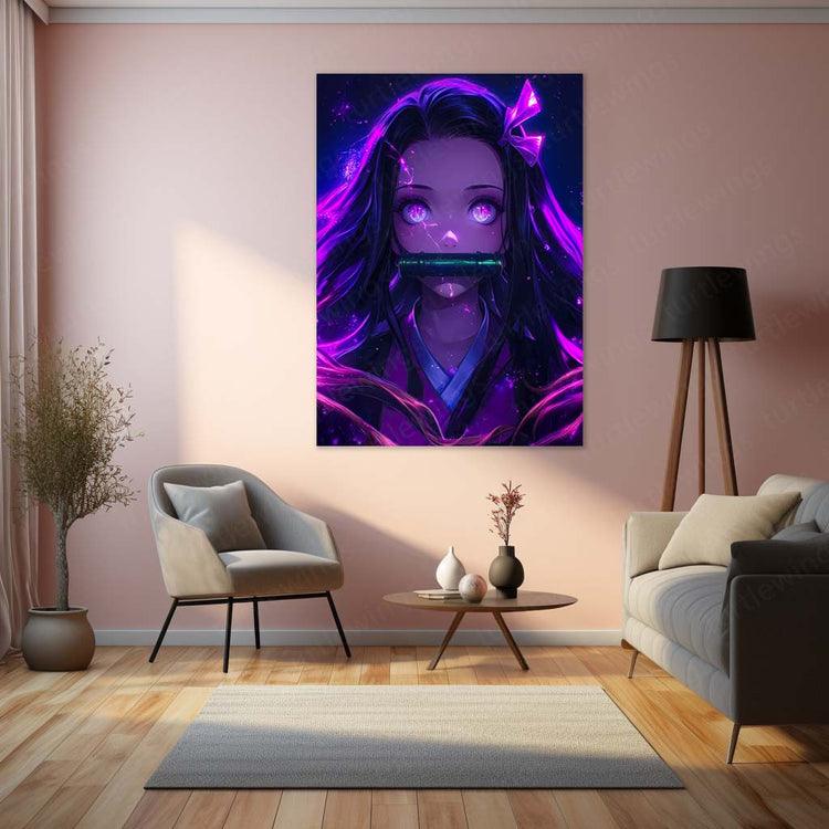 Anime Metal Poster | Nezuko Kamado Demon Slayer Metal Poster – Stunning Anime Art