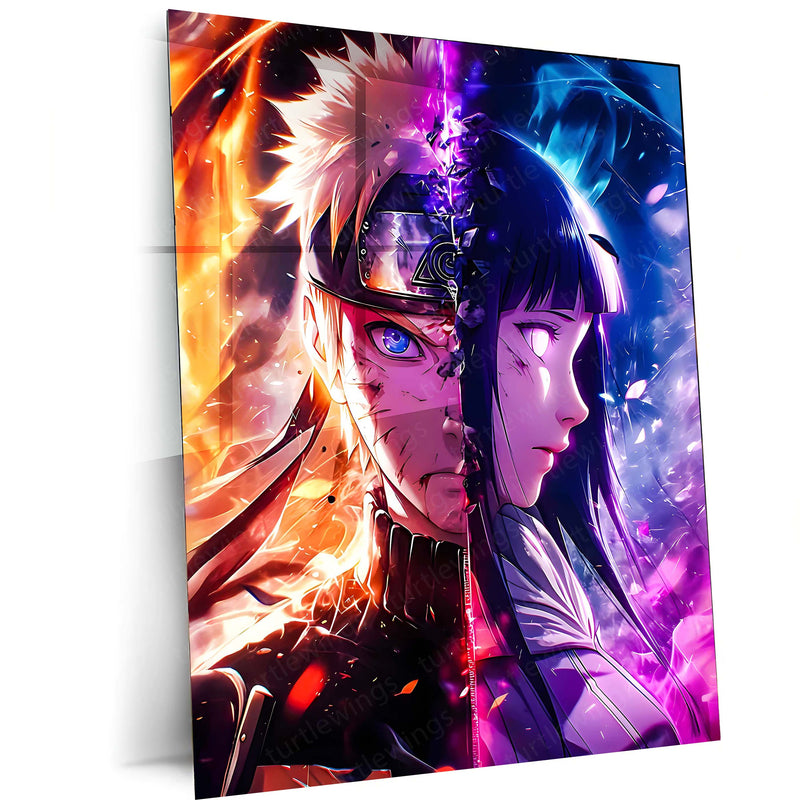 Anime Metal Poster | Naruto and Hinata – Eternal Flame & Destiny Artwork | Anime Couple Metal Frame Poster