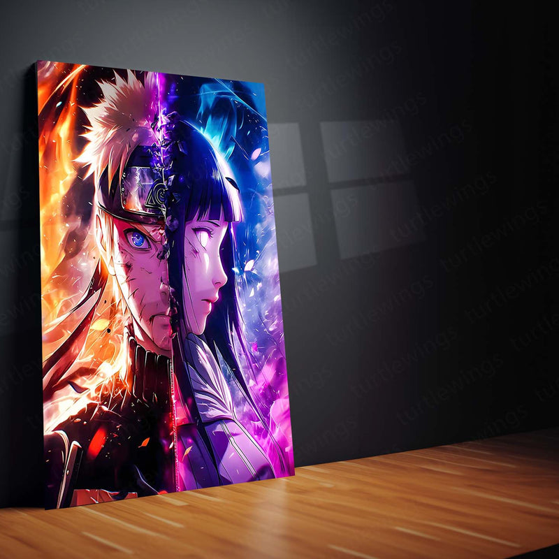 Anime Metal Poster | Naruto and Hinata – Eternal Flame & Destiny Artwork | Anime Couple Metal Frame Poster