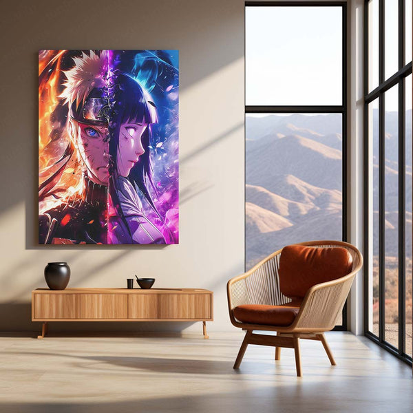 Anime Metal Poster | Naruto and Hinata – Eternal Flame & Destiny Artwork | Anime Couple Metal Frame Poster