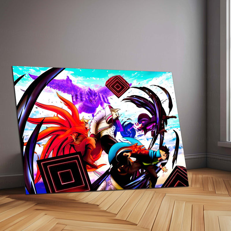 Anime Metal Poster | Naruto vs Isshiki – The Final Battle | Baryon Mode Power Metal Frame Poster