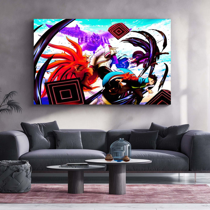 Anime Metal Poster | Naruto vs Isshiki – The Final Battle | Baryon Mode Power Metal Frame Poster