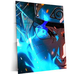 Anime Metal Poster | Naruto – Glowing Rage Neon Storm Edition Metal Poster | Anime Wall Frame