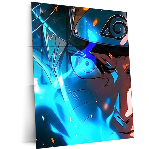Anime Metal Poster | Naruto – Glowing Rage Neon Storm Edition Metal Poster | Anime Wall Frame