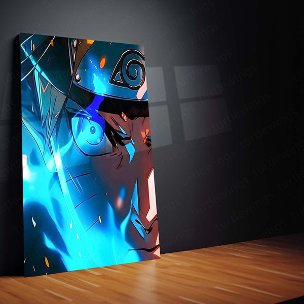 Anime Metal Poster | Naruto – Glowing Rage Neon Storm Edition Metal Poster | Anime Wall Frame