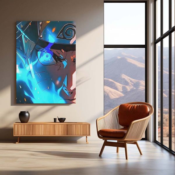 Anime Metal Poster | Naruto – Glowing Rage Neon Storm Edition Metal Poster | Anime Wall Frame