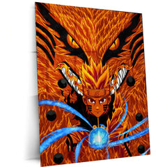 Anime Metal Poster | Naruto & Kurama – The Nine-Tails Bond | Chakra Mode Metal Frame Poster