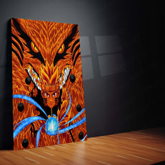 Anime Metal Poster | Naruto & Kurama – The Nine-Tails Bond | Chakra Mode Metal Frame Poster