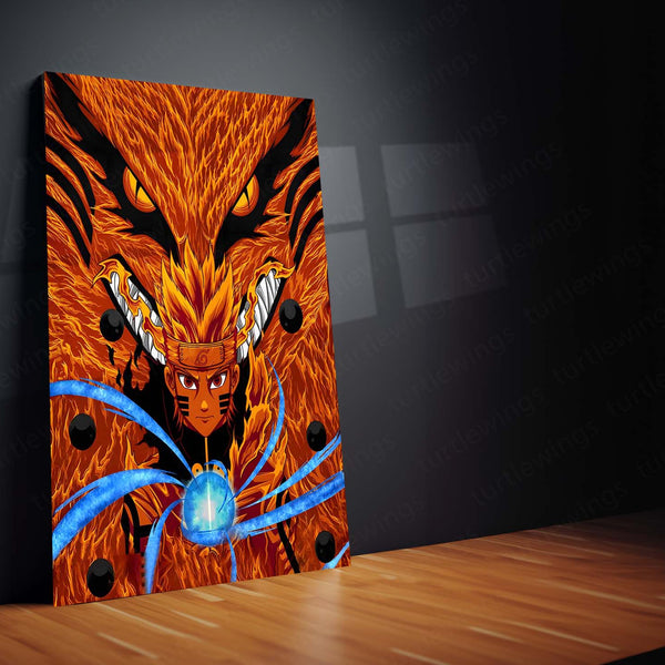 Anime Metal Poster | Naruto & Kurama – The Nine-Tails Bond | Chakra Mode Metal Frame Poster