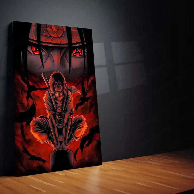 Anime Metal Poster | Itachi Uchiha – Silent Sacrifice | Naruto Shippuden Metal Frame | Dark Resolve & Legendary Shinobi Wall Art - TURTLEWINGS 