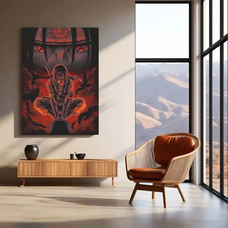Anime Metal Poster | Itachi Uchiha – Silent Sacrifice | Naruto Shippuden Metal Frame | Dark Resolve & Legendary Shinobi Wall Art - TURTLEWINGS 