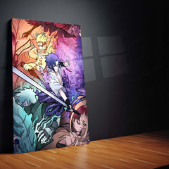 Anime Metal Poster | Naruto Shippuden Team 7 Power Metal Poster | Naruto Sasuke Kakashi Gaara Kurama Anime Wall Art | Premium
