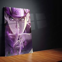 Anime Metal Poster Set of 3 | Naruto | Naruto Uzumaki Hand Sign Purple Chakra Triptych Wall Art
