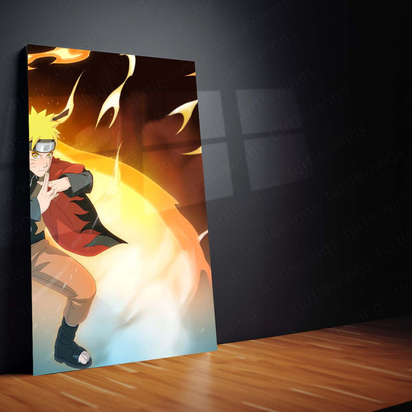 Anime Metal Poster Set of 3 | Naruto | Naruto Uzumaki Rasengan & Nine-Tails Chakra Triptych Wall Art