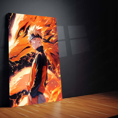 Naruto Uzumaki – Kurama’s Power Unleashed Metal Poster | Nine-Tails Chakra Mode Wall Frame
