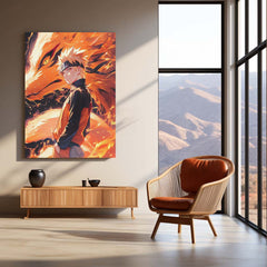 Naruto Uzumaki – Kurama’s Power Unleashed Metal Poster | Nine-Tails Chakra Mode Wall Frame