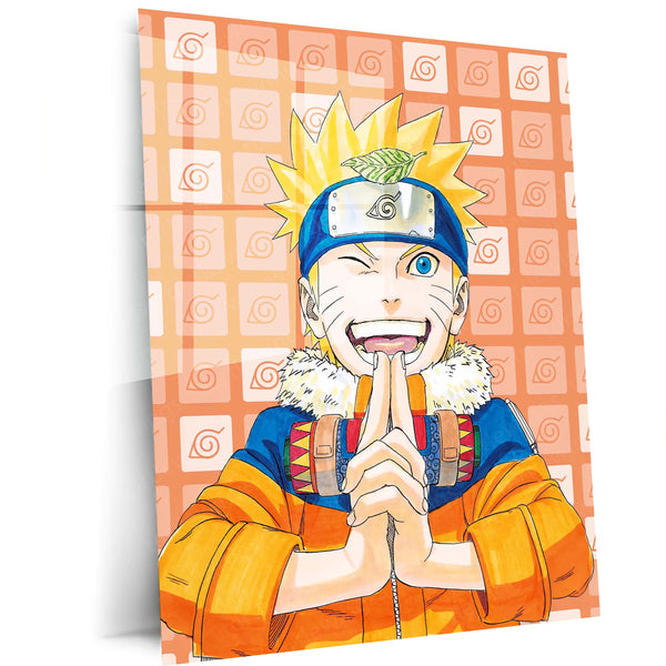Anime Metal Poster | Naruto Uzumaki Happy Ninja Metal Poster | Hidden Leaf Village Anime Wall Art | Konoha Naruto Metal Print