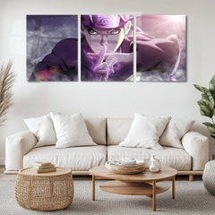 Anime Metal Poster Set of 3 | Naruto | Naruto Uzumaki Hand Sign Purple Chakra Triptych Wall Art