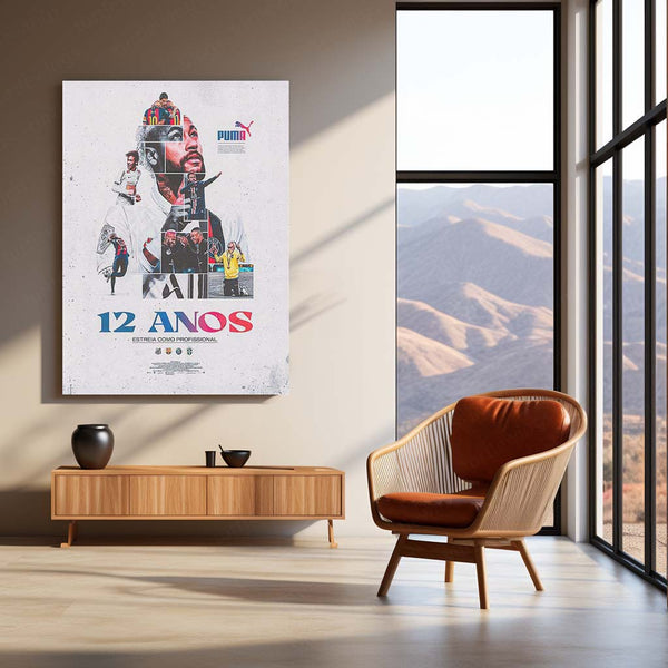 Neymar – 12 Anos Tribute Metal Poster | Brazilian Football Icon Wall Frame