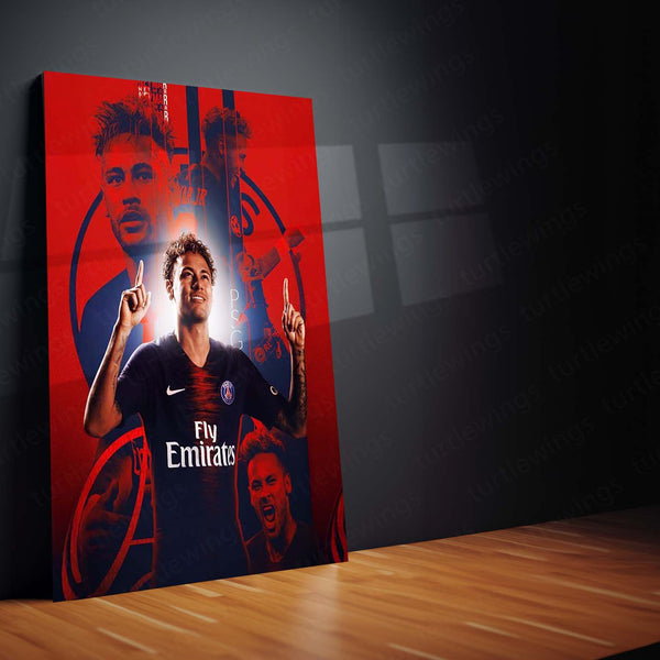 Neymar Jr. PSG Metal Frame | Paris Saint-Germain Football Art - TURTLEWINGS 