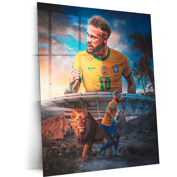 Neymar Jr – The Lion of Brazil Metal Poster | Football Superstar Wall Frame