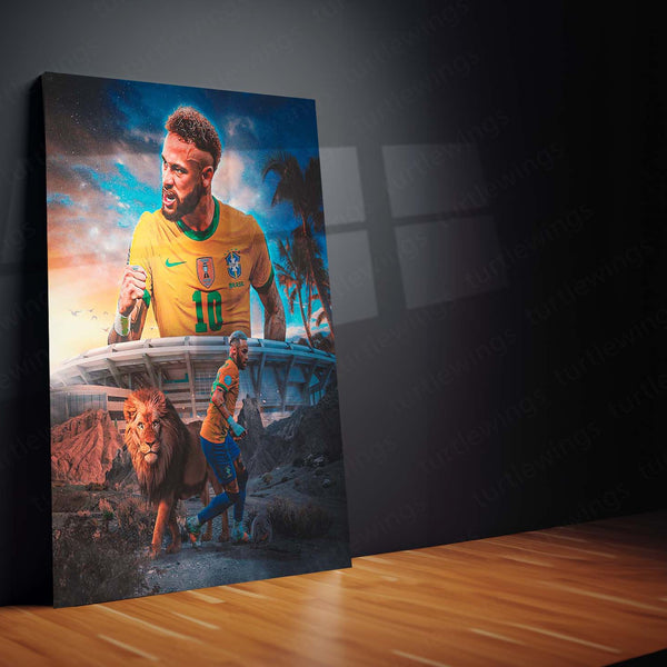 Neymar Jr – The Lion of Brazil Metal Poster | Football Superstar Wall Frame