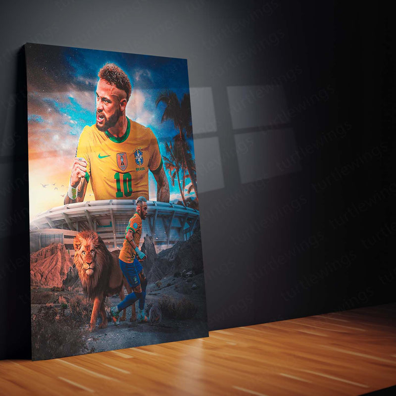 Neymar Jr – The Lion of Brazil Metal Poster | Football Superstar Wall Frame