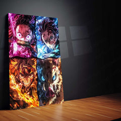 Demon Slayer Team Metal Poster – Tanjiro, Nezuko, Zenitsu & Inosuke Wall Frame (A0 Edition)