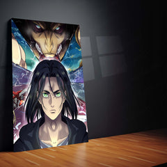 Anime Metal Poster Set of 3 | Attack on Titan | Eren Yeager & Titans Triptych Wall Art | Anime Aluminum Metal Print