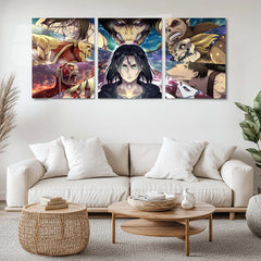Anime Metal Poster Set of 3 | Attack on Titan | Eren Yeager & Titans Triptych Wall Art | Anime Aluminum Metal Print