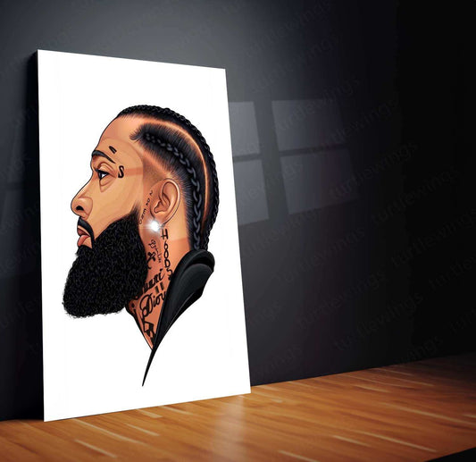 Nipsey Hussle Metal Poster | Rap Legend Portrait | Hip-Hop Wall Art - TURTLEWINGS 