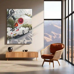 Car Metal Poster | Nissan GTR R34 – Palm Springs Edition | JDM Supercar Metal Frame | Automotive Wall Art